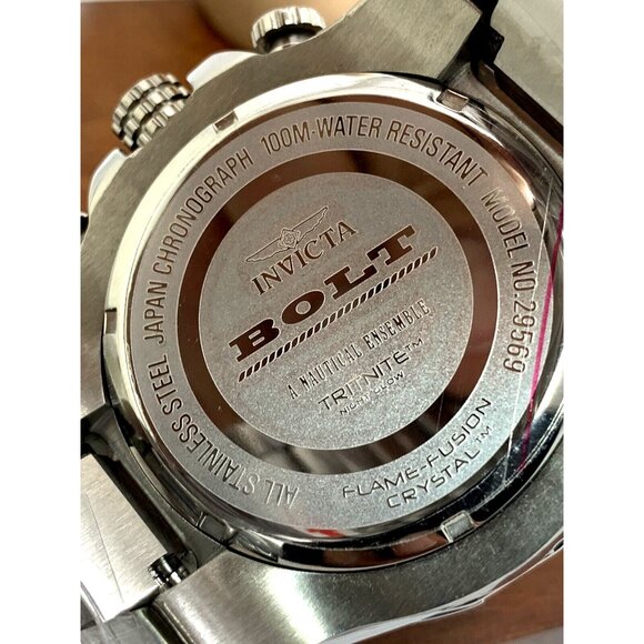 Invicta Men's Watch 29569 Bolt Quartz Chronograph Silver Black Stainless Steel - Picture 7 of 12